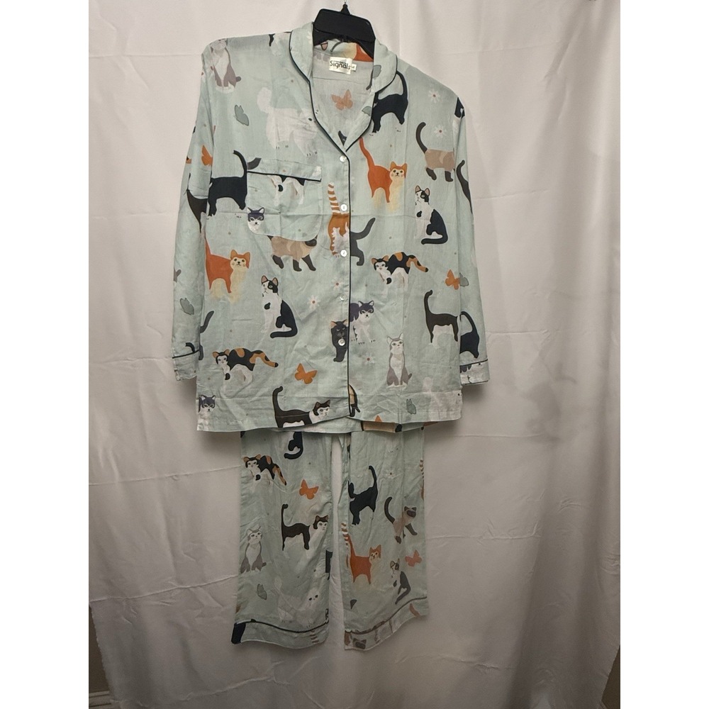 Signals 100% Cotton Pajamas Set Cat Print Size L